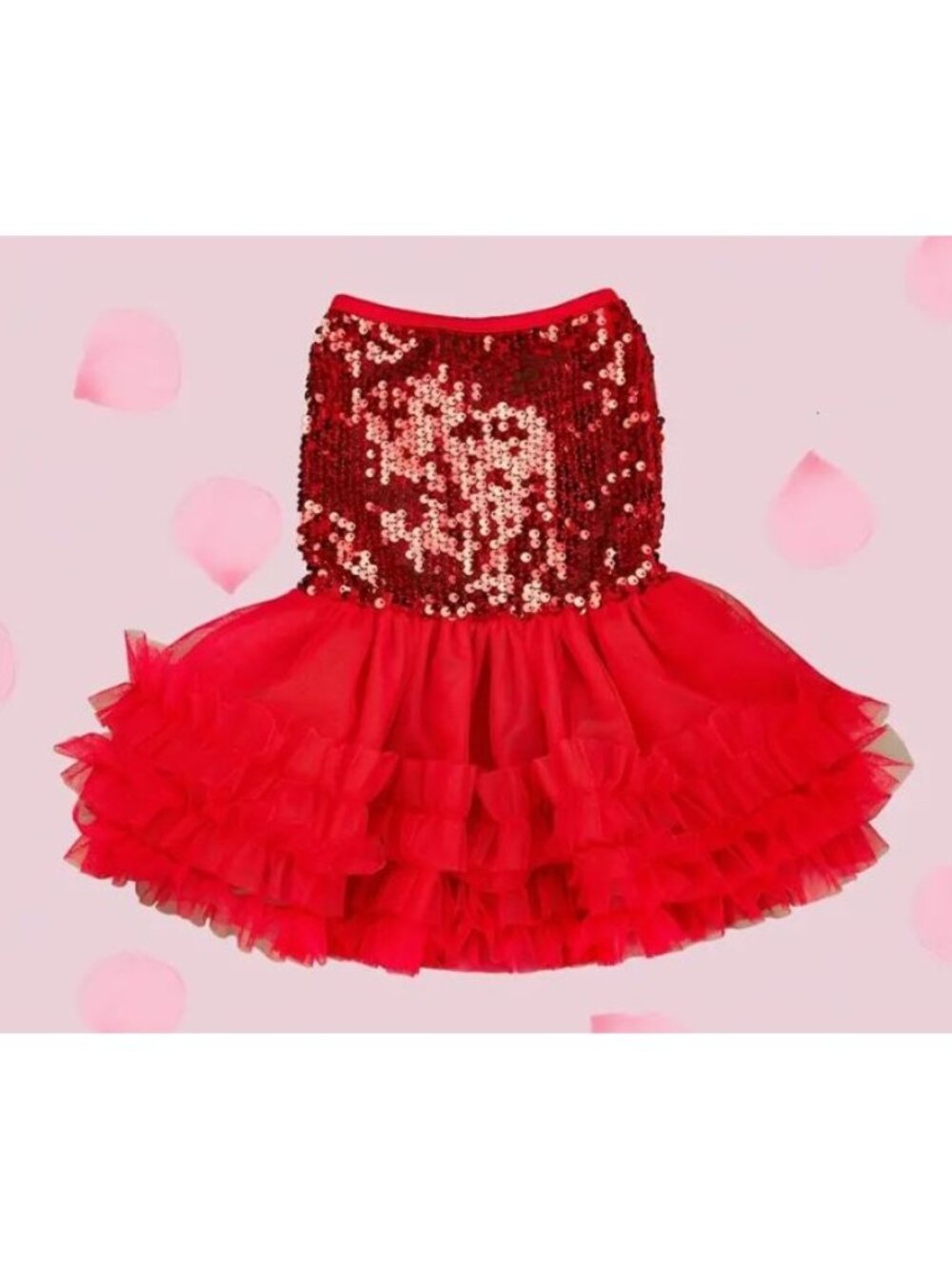 Red Sequin Tutu Dog Cat Pet Dress XS Christmas NWOT